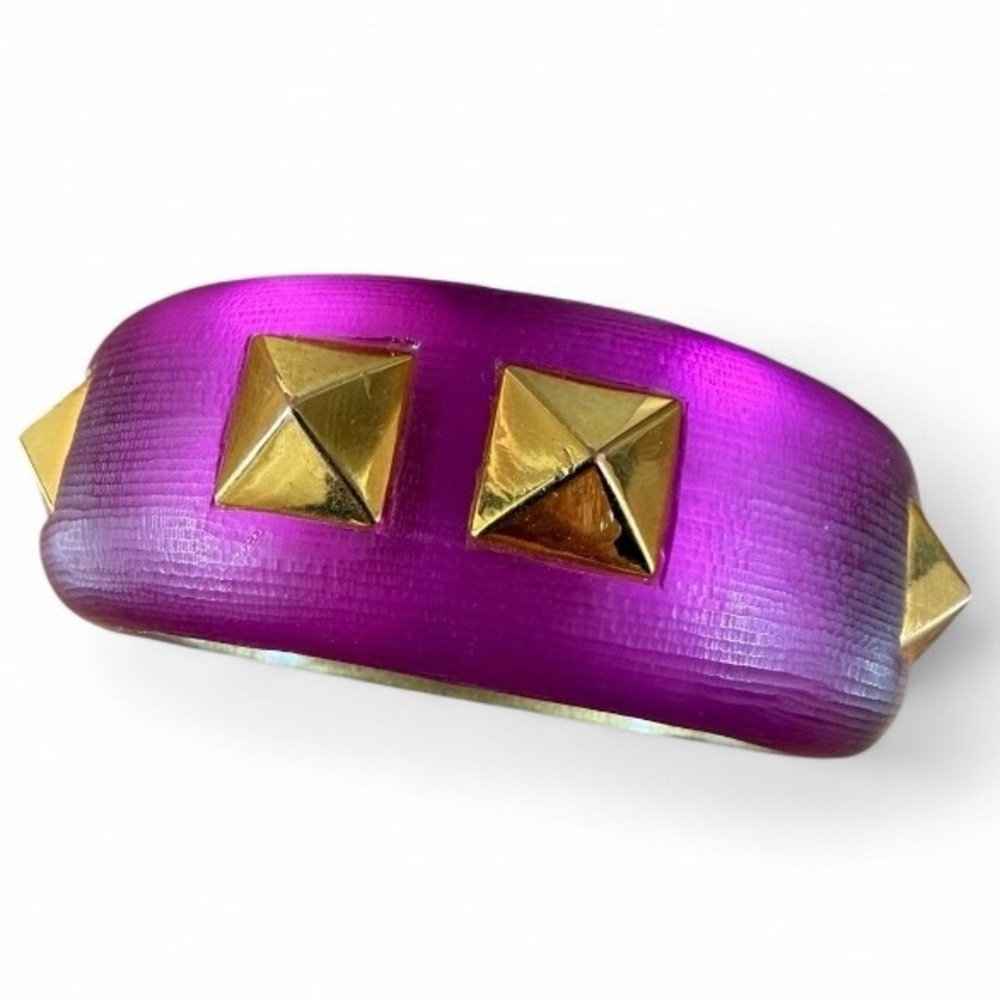 Alexis Bittar Pink Bangle with Gold Pyramid Studs - Picture 9 of 10